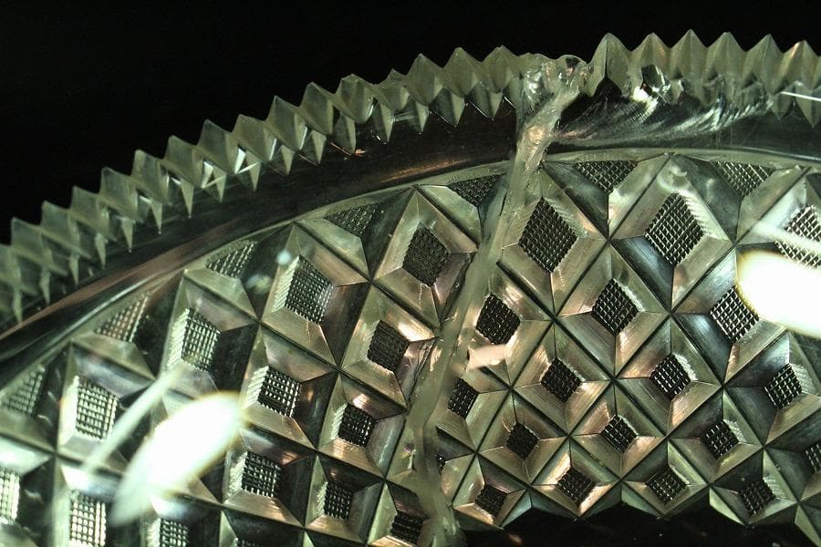 時代 切子 楕円形 鉢 27cmx18.5cm(K-LC671)