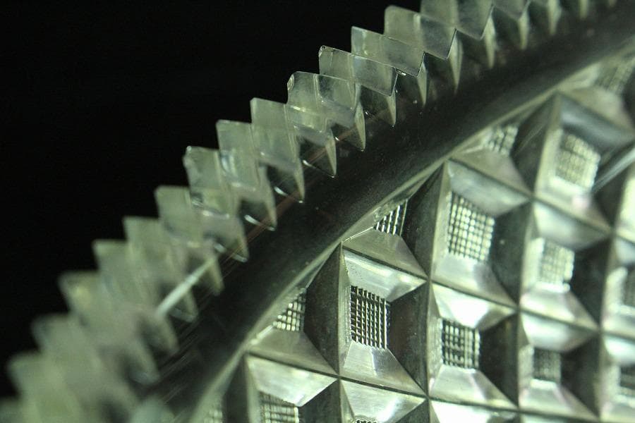 時代 切子 楕円形 鉢 27cmx18.5cm(K-LC671)