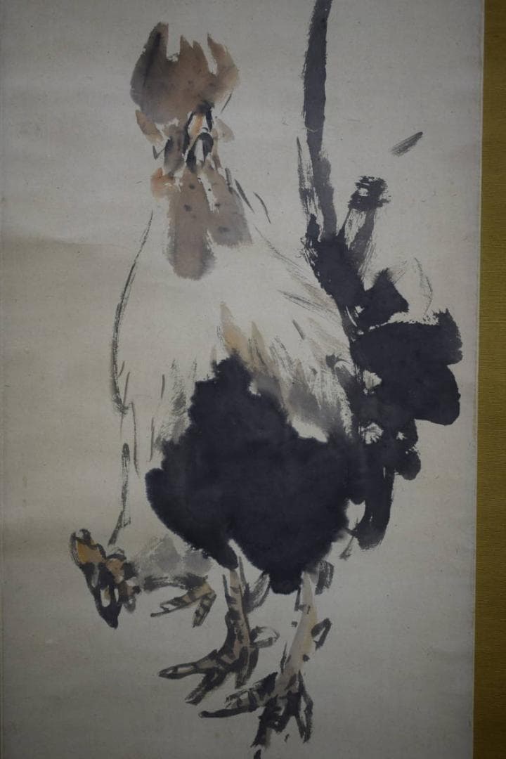 真作/冨田溪仙/富田渓仙/鶏図/布袋屋掛軸HG-624