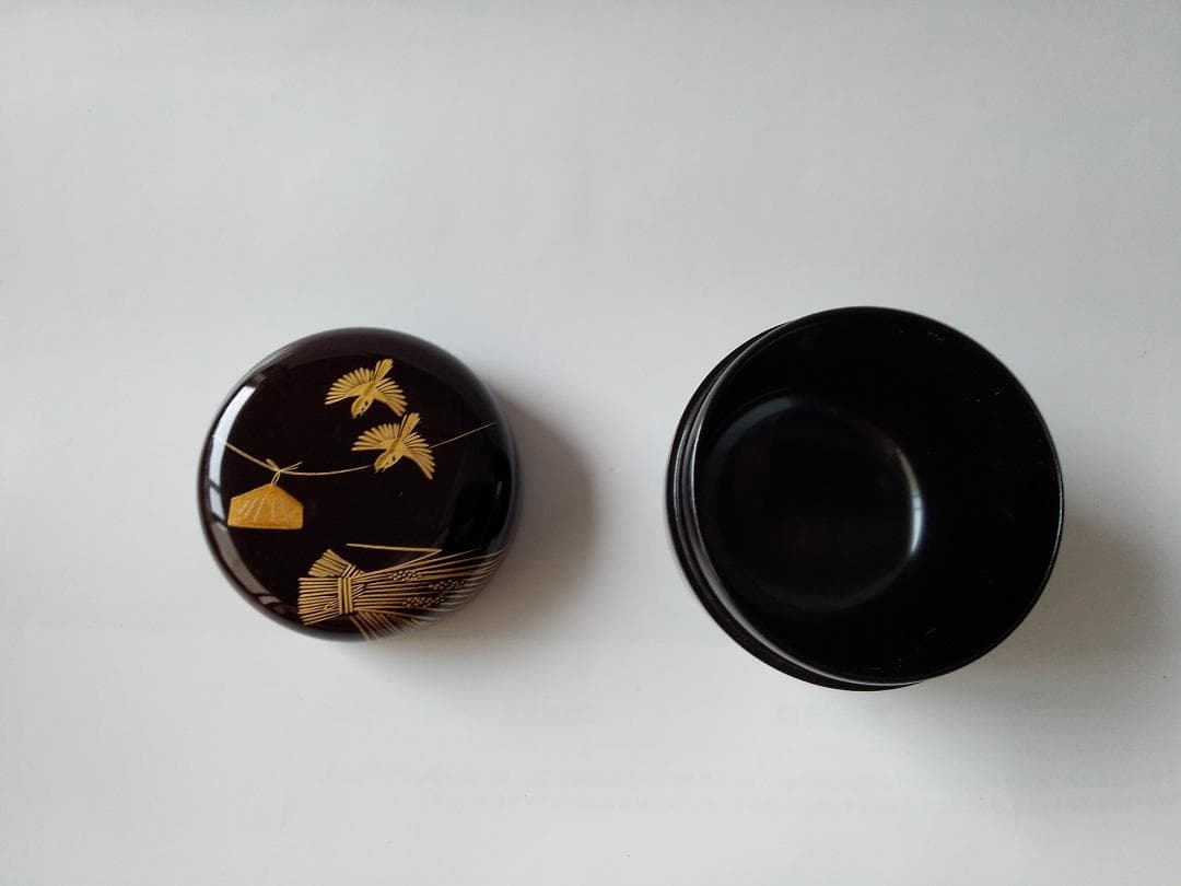 茶道具 茶器 溜塗 鳴子蒔絵 中棗 牧田芳祥 漆器 漆芸 抹茶 棗 共箱 新品