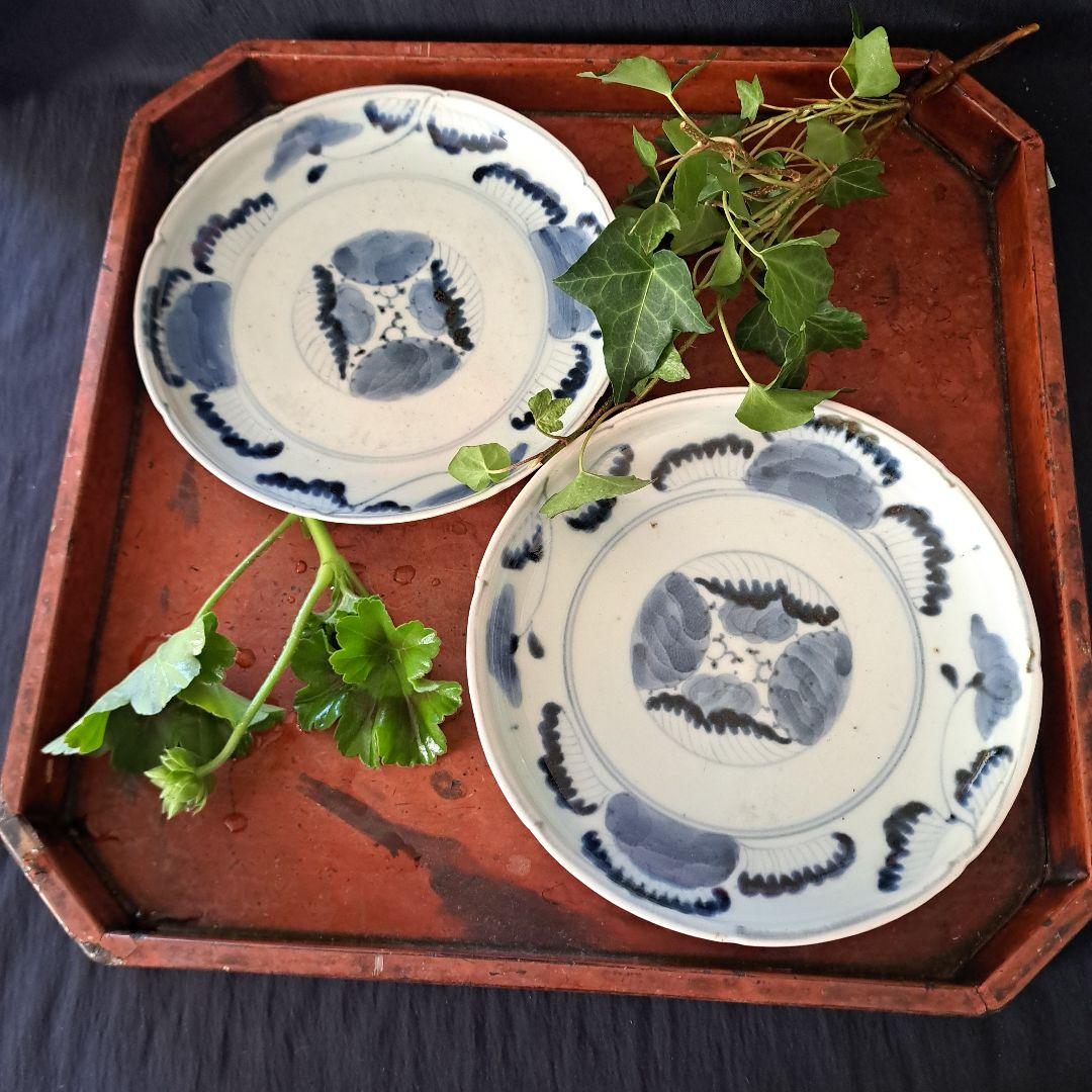 「江戸のお皿を食卓に！」 古伊万里染付皿(直径18cm ) 4客セット 骨董アン