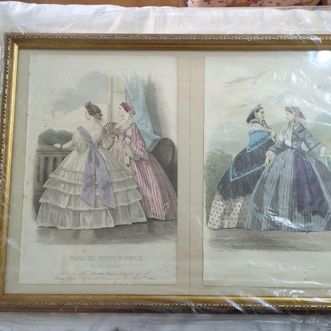 19世紀ファッションイラストセット　額入り