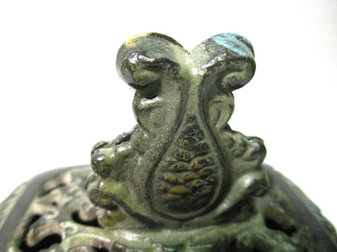 白銅 香炉 計２点 獅子型 正晴 作 ４足耳付 香道具 中国美術