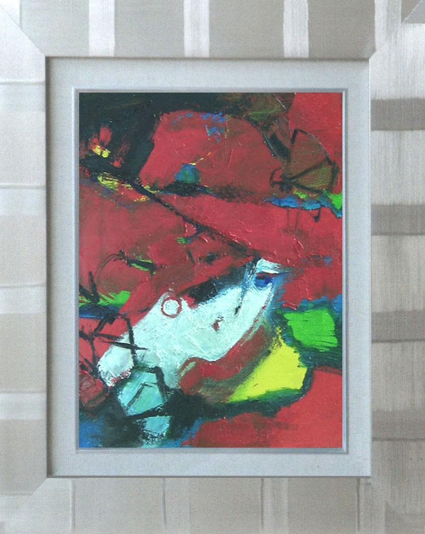 油絵 菅家令子 絵 絵画インテリア額付(青緑＋金色の枠)uF6-071502女性