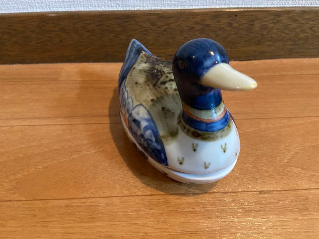 旴一窯（ウイルヨ） 鴨 デコイ 型陶器蓋もの 小物入れ 皿付き