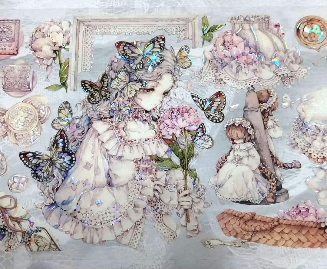 ✩再販✩J684＃芍药季(贝壳光)LION切売り海外人物マステ女子