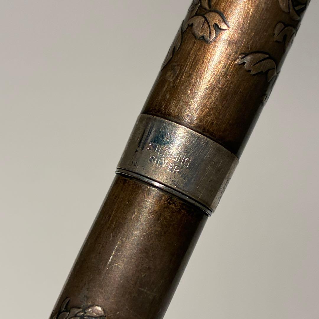 パイロット スターリングシルバー 万年筆 18K-750 菊 アンティーク