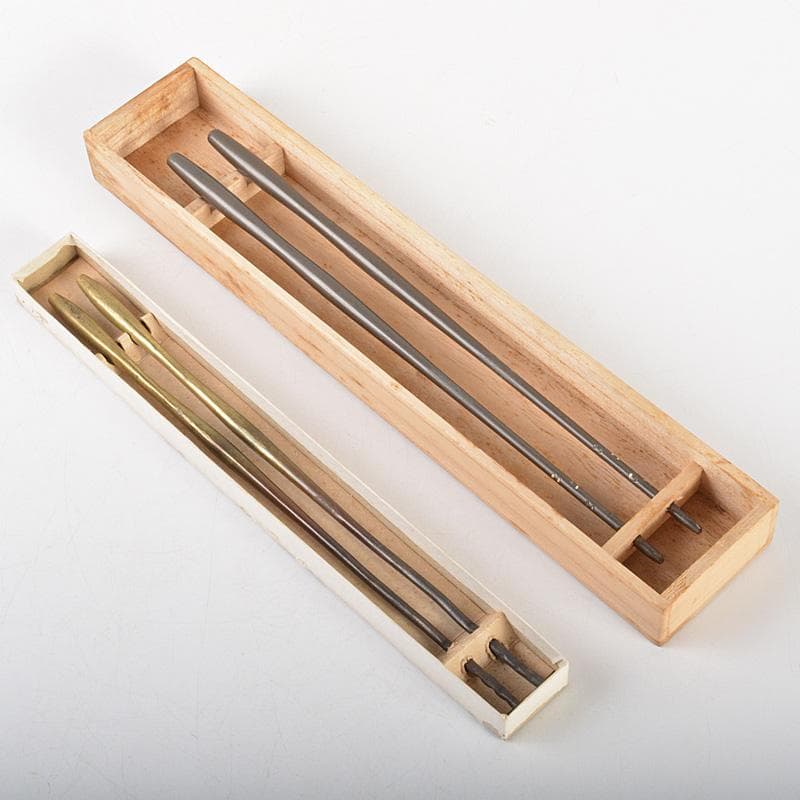 茶道具　銅製　火箸　風炉用　箱付　二点まとめて　C　6497