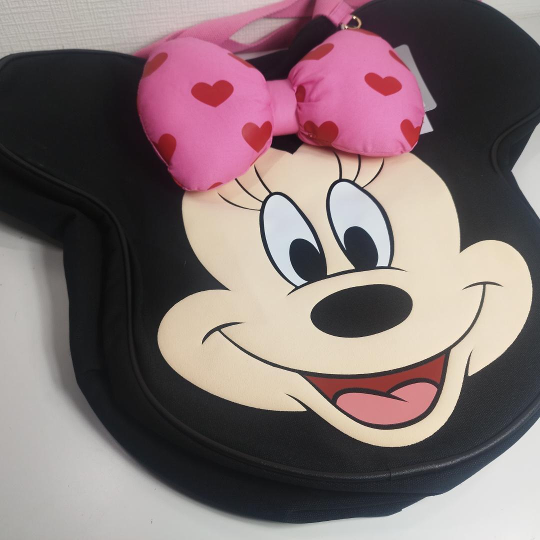 ミニーマウス ビッグフェイス トートバッグ ピンクハート 海外ディズニ IEb4