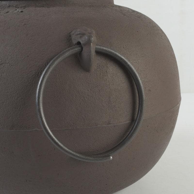 茶道具　釜師　畠春斎作　丸形釜　共布共箱　V　9899A