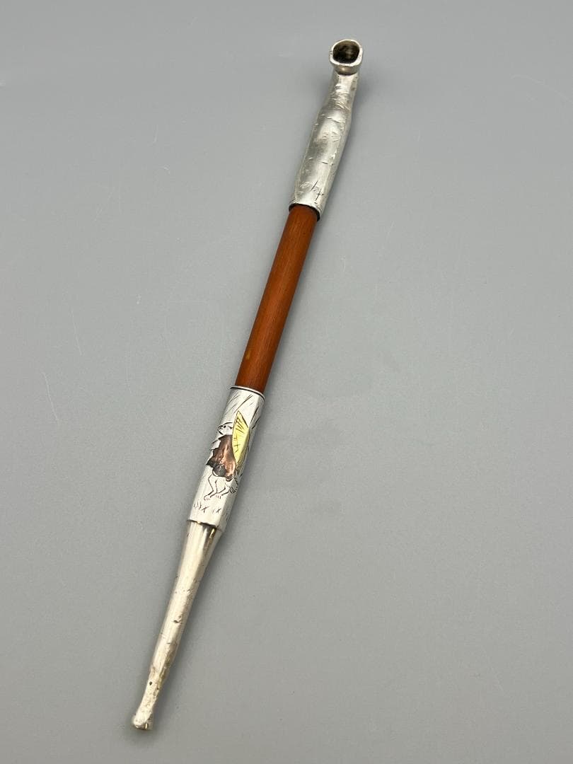 銀製　煙管　キセル　カッパ図　銀細工　アンティーク　重量約40g