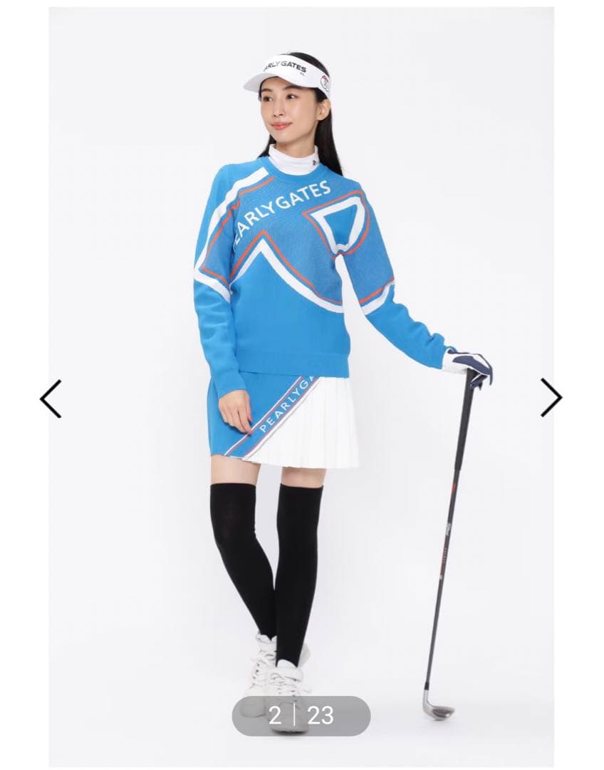 パーリーゲイツレディースピンタッククルーネックニットプルオーバーサイズ1