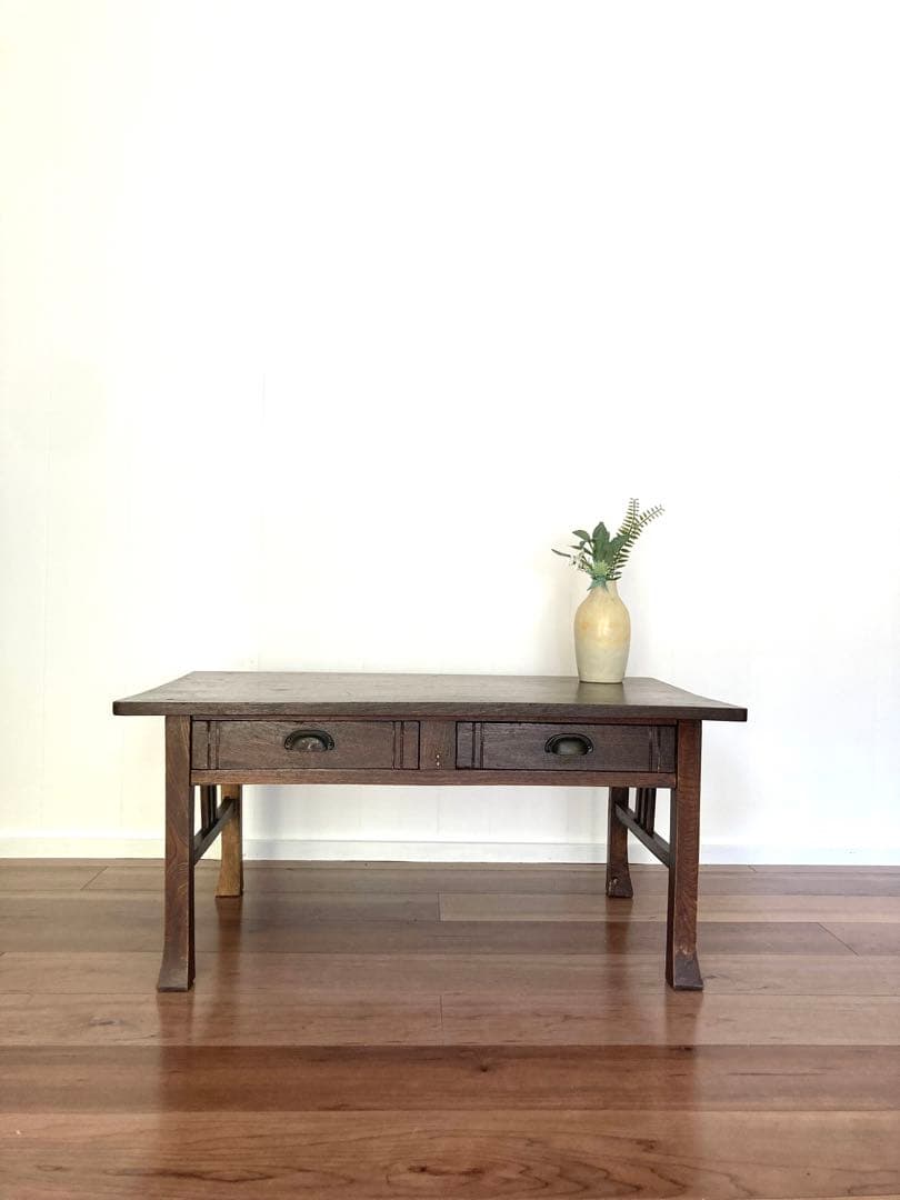【メンテ済】アンティークの木製文机　ローテーブル　昭和レトロ　テレビ台