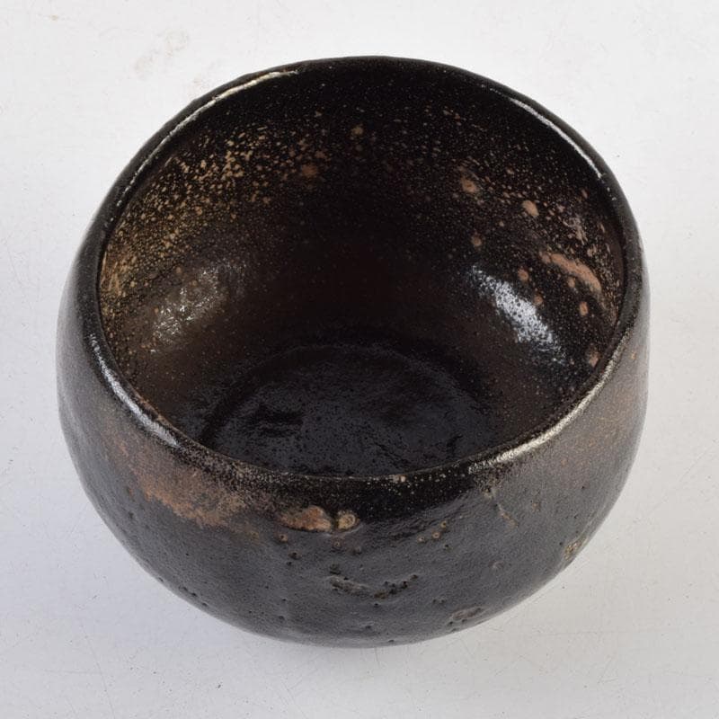 茶道具　楽吉左衛門　黒楽茶碗　時代箱付　V　9156