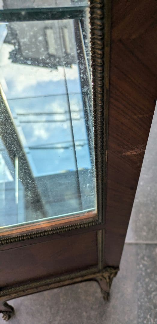 19世紀イギリス　ヴィクトリアンブロンズ飾付ショーケース