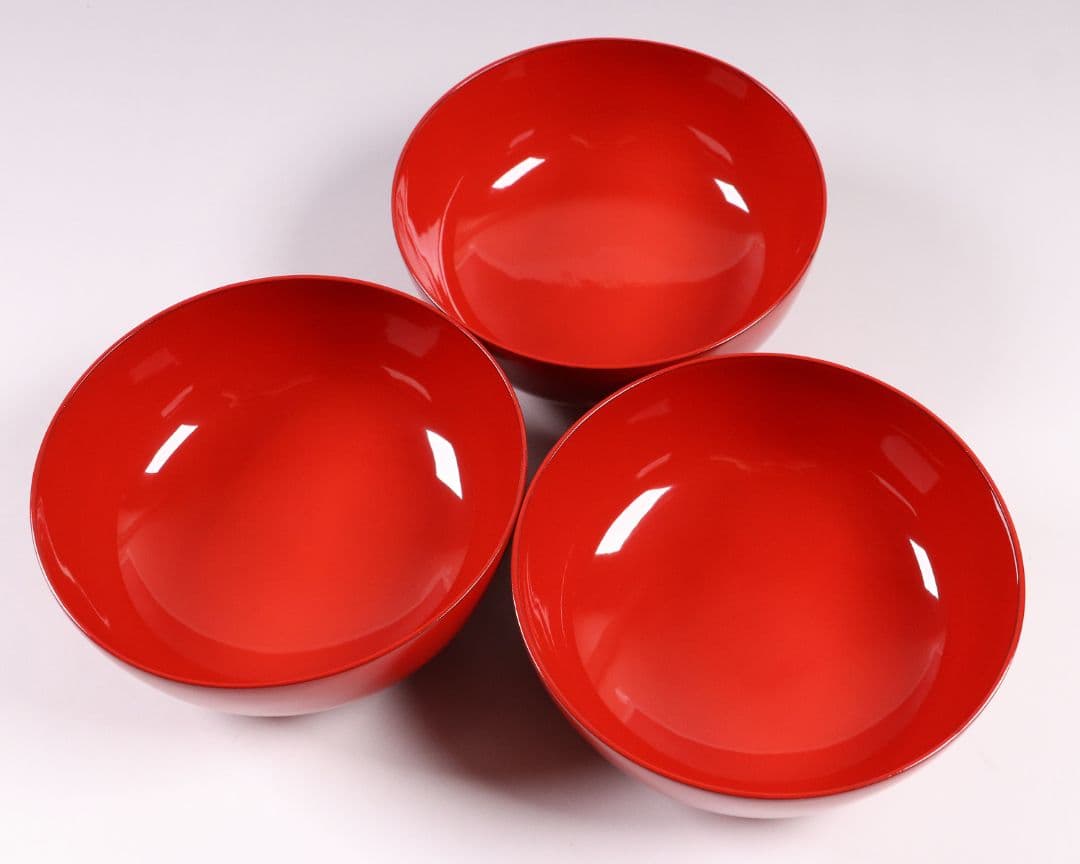 CK87 輪島塗 扇面四君子 金蒔絵 朱塗椀 三客 木製漆器 / 茶懐石 菓子椀