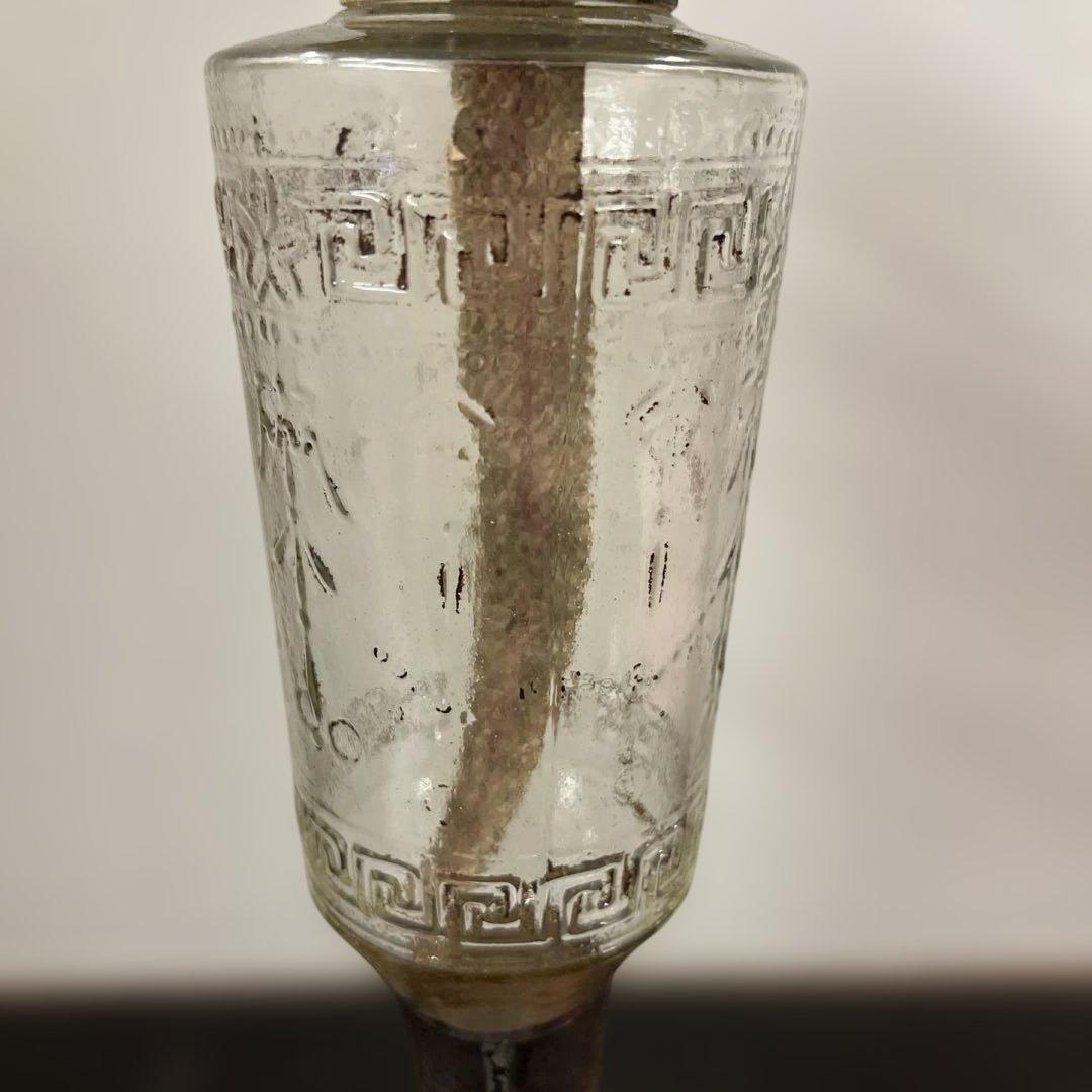 ガラス　エンボス　オイルランプ　フリルホヤ　送料無料