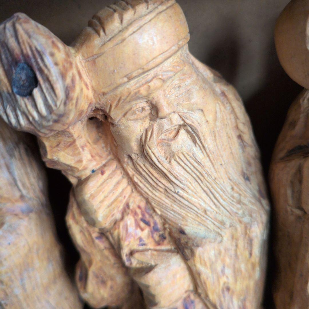 木製 一刀彫七福神 置物　大きいサイズの7体セット