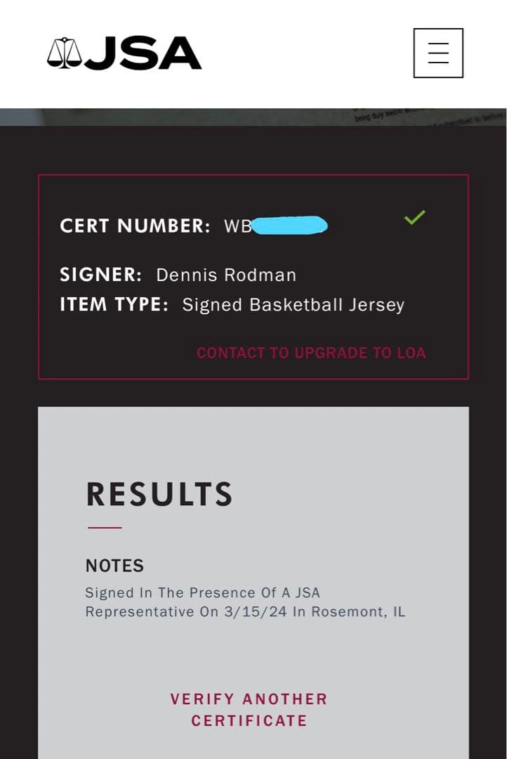 デニス・ロッドマン LA レイカーズ サイン入り ジャージJSA Rodman
