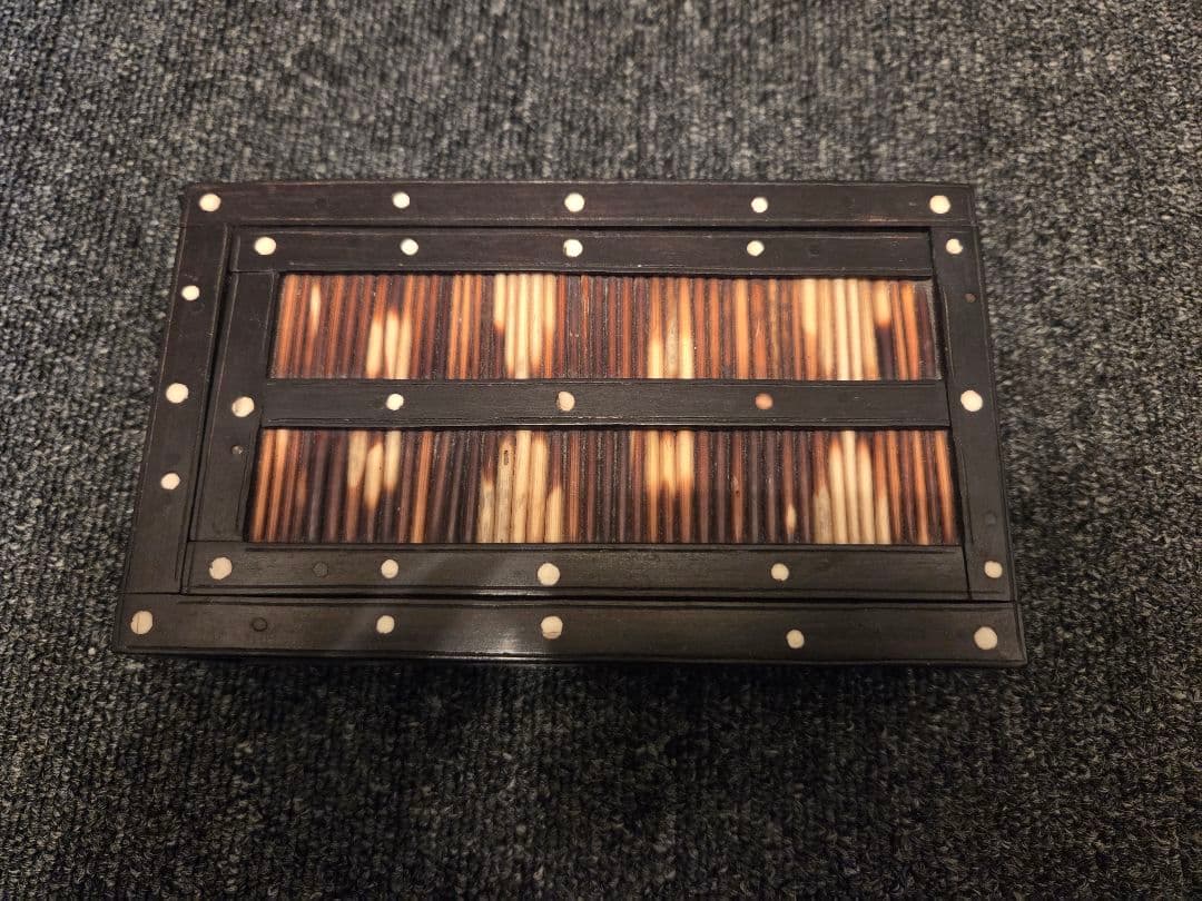 ★レア★ヤマアラシの針 手作り アンティーク アングロインディアン ケース 黒檀