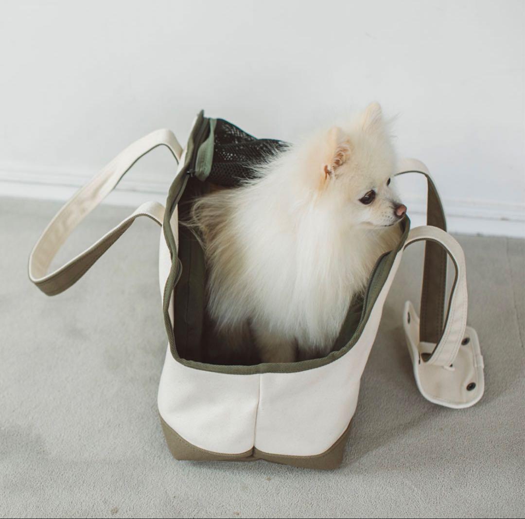 freestitch　スクエア トート　犬用キャンバスキャリーバッグ　底板ボア付