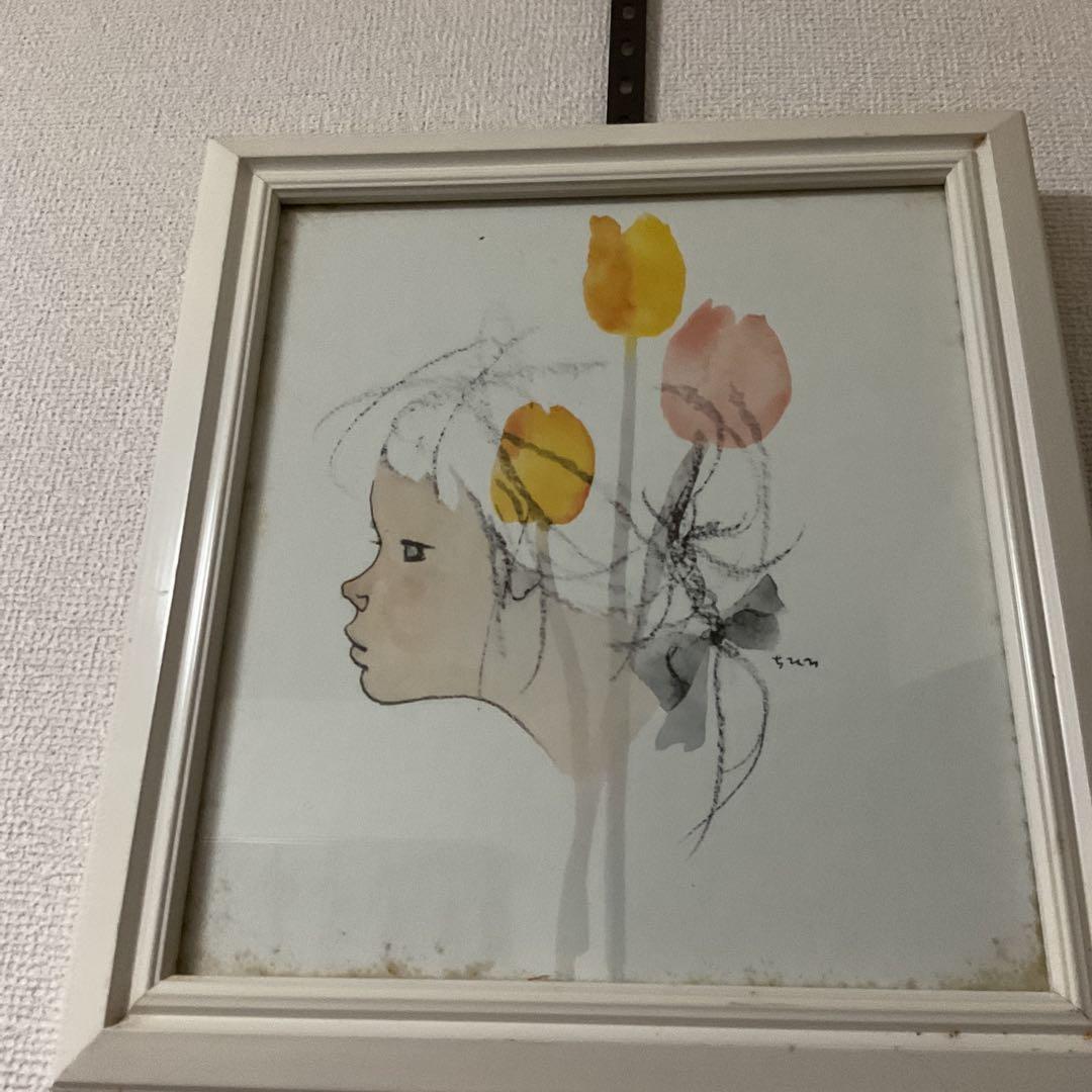 岩崎千尋 色紙複製画 色紙用木枠額装 前面ガラス仕様