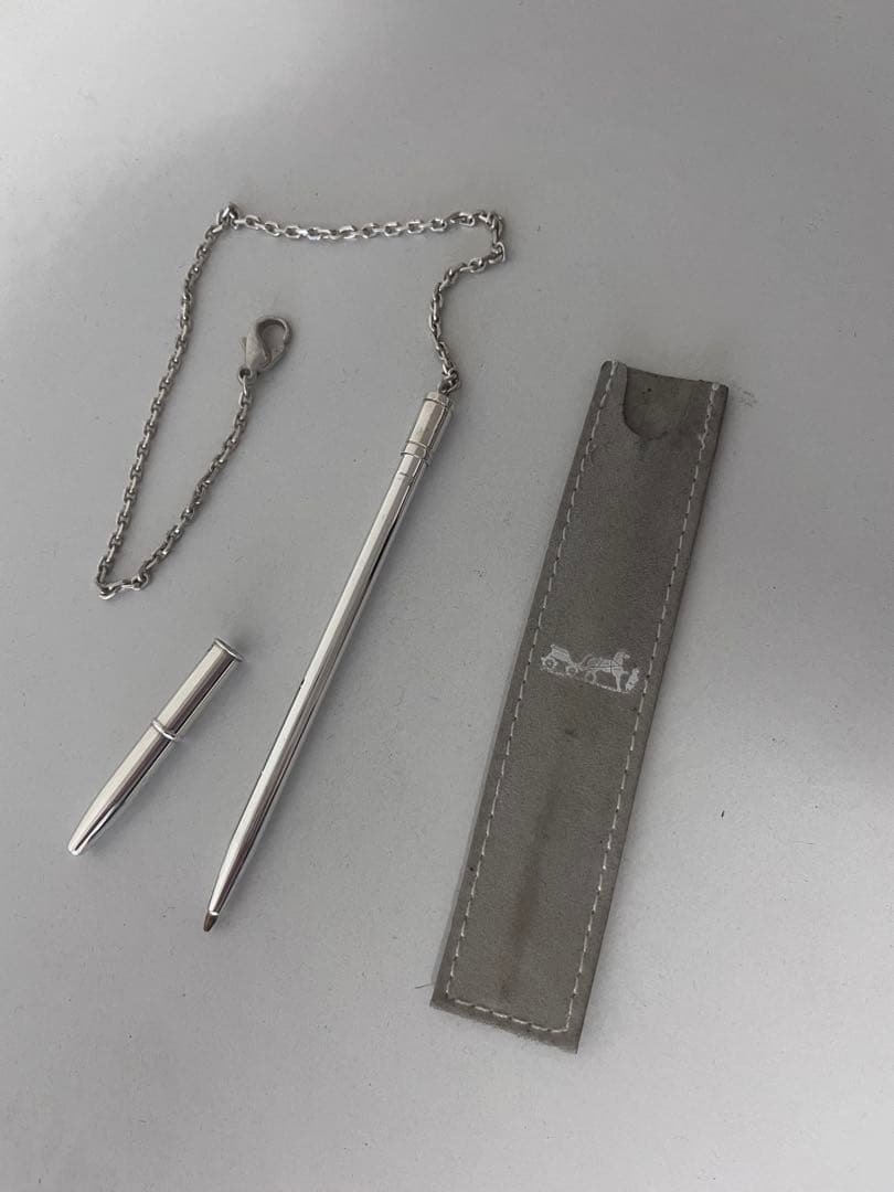 【美品】エルメス銀製製ボールペン チェーン付き（正規品）芯インクなし
