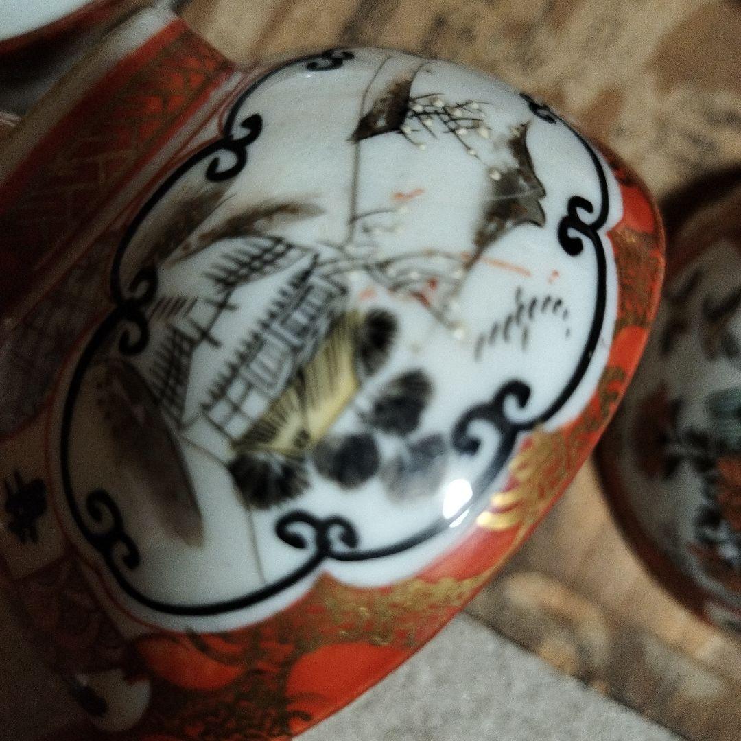 骨董品　古久谷　久谷焼　急須　湯呑み　赤絵