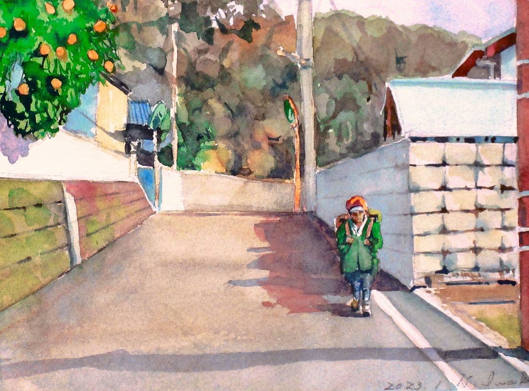 水彩画 風景 2023年 原画 F6サイズ 額縁付き