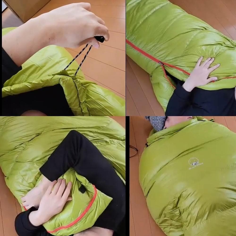★SALE★　高級ダウン使用　マミー型　寝袋 ダウンシュラフ　1000g　ブルー
