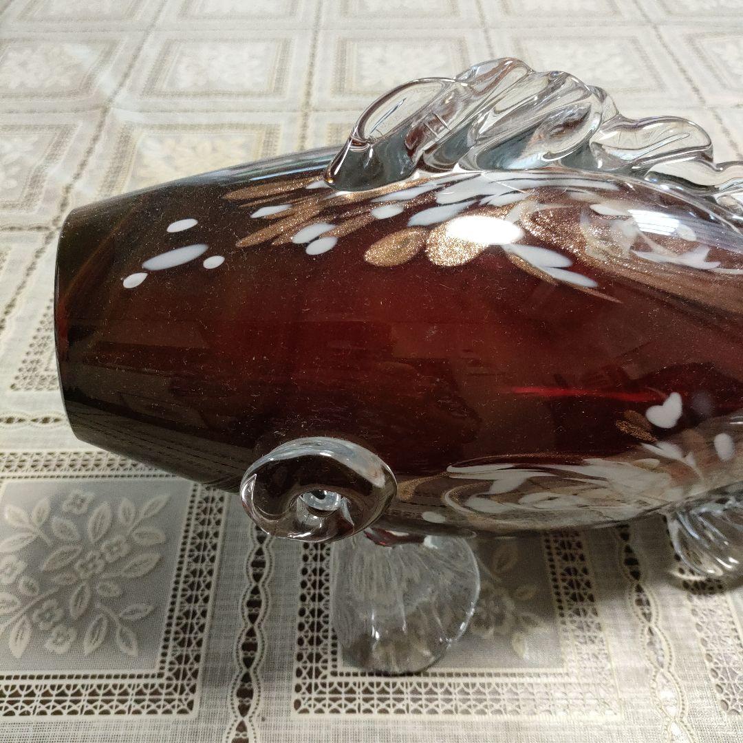 \"未使用\"　小樽北一硝子製『錦鯉』金箔