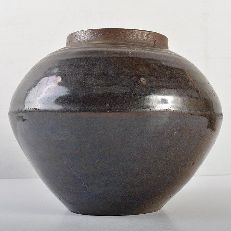 朝鮮美術　李朝　高麗黒釉　壷　C　R7089B