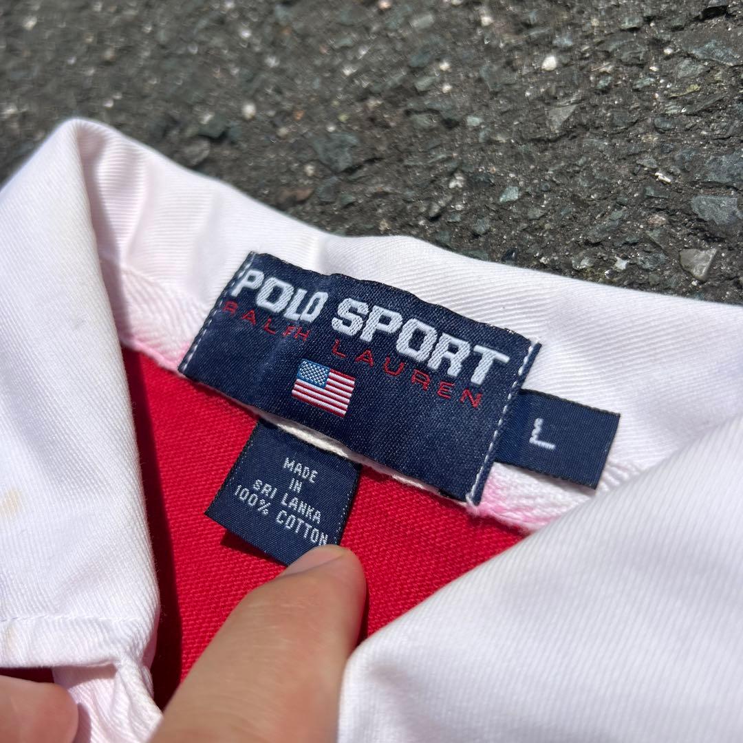 赤白 ボーダー 90s POLOSPORT ラガーシャツ 長袖 ポロシャツ