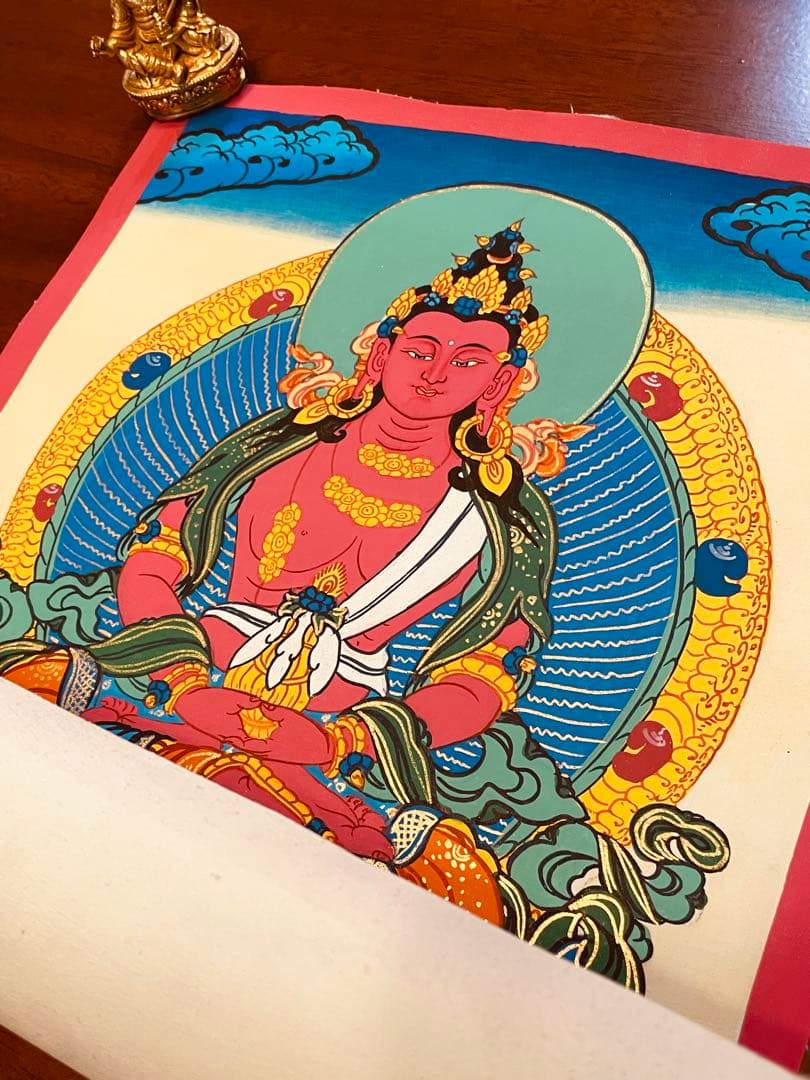 《手描き肉筆画》阿弥陀如来 タンカ 曼荼羅 チベット密教 仏画 a1 仏教美術