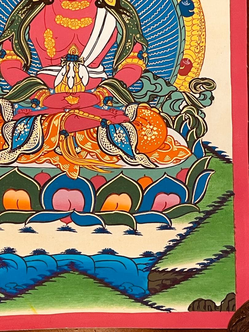 《手描き肉筆画》阿弥陀如来 タンカ 曼荼羅 チベット密教 仏画 a1 仏教美術