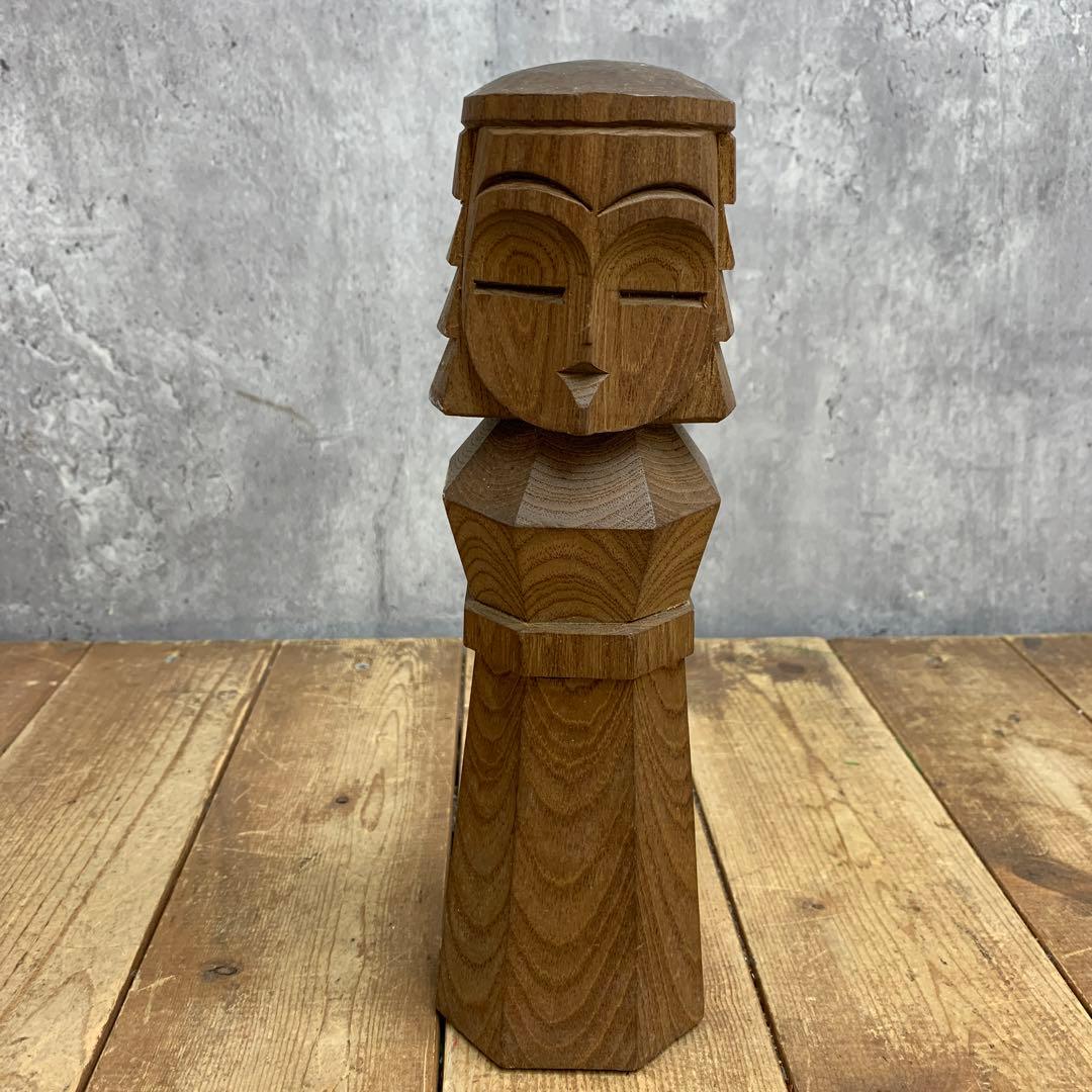 4F 【縁起物】アイヌ伝統工芸 木彫り ニポポ人形 ペア セット