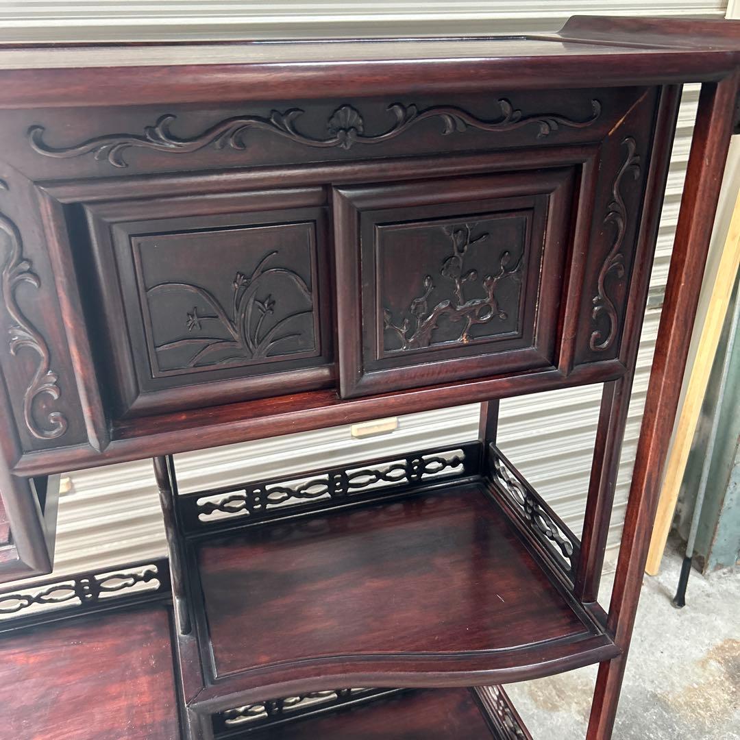 アンティーク　木製彫刻付き　飾り棚