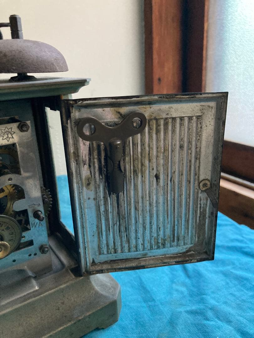 アンティーク ユンハンス /JUNGHANS 枕時計 ゼンマイ時計　双頭鐘