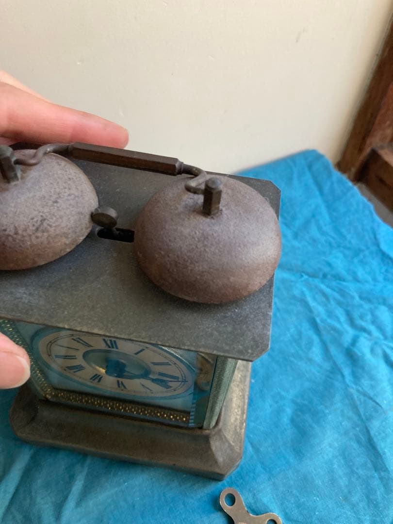 アンティーク ユンハンス /JUNGHANS 枕時計 ゼンマイ時計　双頭鐘