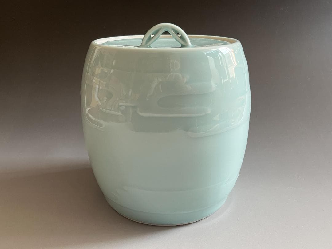 堀内宗完書付　央作　青磁雲文　水指　茶道具　表千家