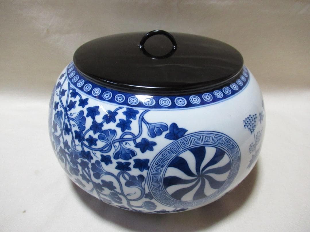 ちびまり専用　茶道具　祥瑞蜜柑丸文　水指　景徳鎮玉懐英造　共箱　変え蓋付