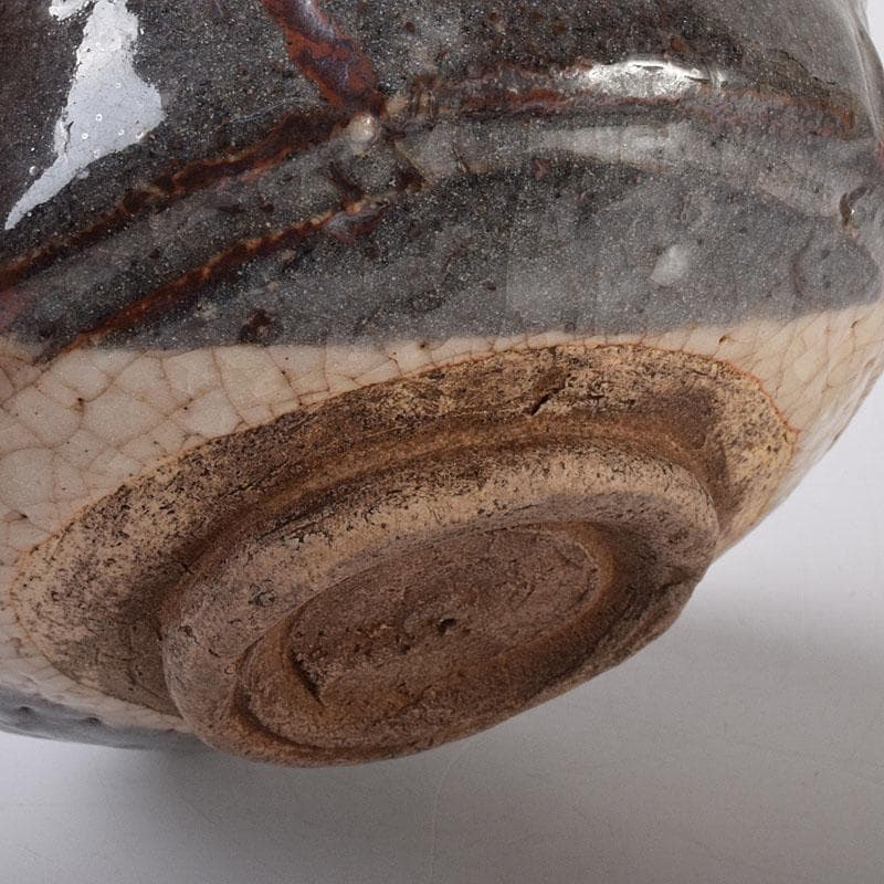 茶道具　鼠志野焼　升形茶碗　時代箱　V　R7989