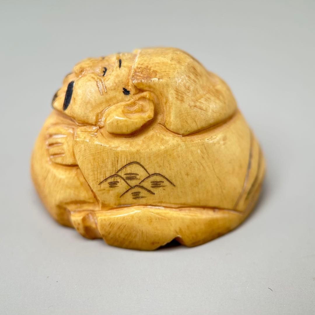 B福の神像 四体セット彫刻根付天然素材アンティーク骨董飾り物古美術置物細密細工