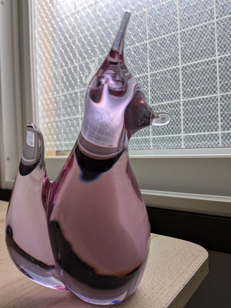 ヴィンテージBOHEMIA GLASS ピンクガラス一点もの