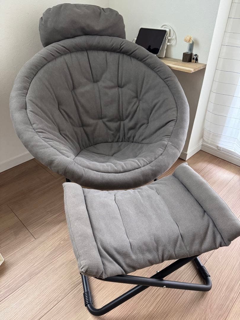 ひなたライフ 2way フォールディングチェア キャンバス オットマン付き