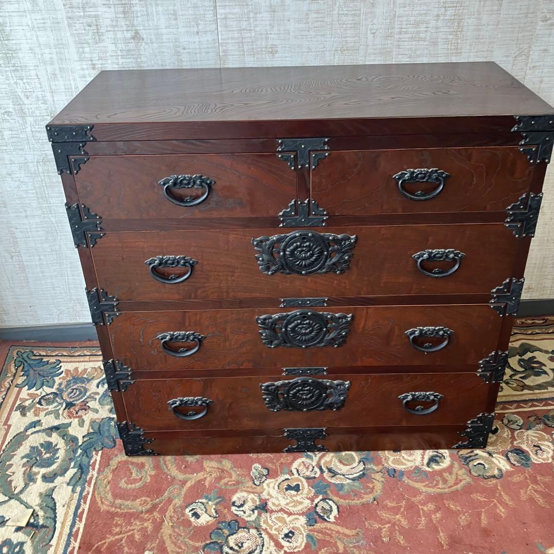 昭和レトロ 古家具 仙台箪笥 4段5杯 引き出し箪笥 和箪笥 ビンテージ古道具