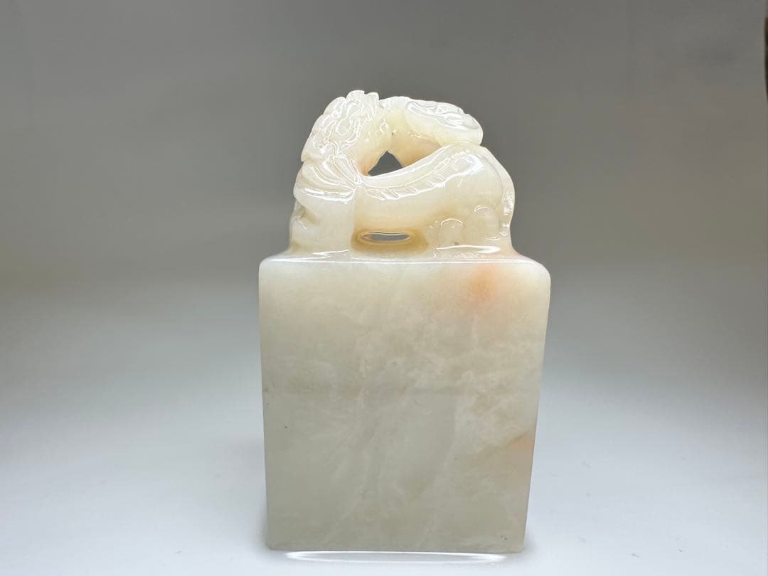 【螭虎衔芝】ラオス石　双獣　篆刻　印材 　展示会　出展　大材　美品　高級印材