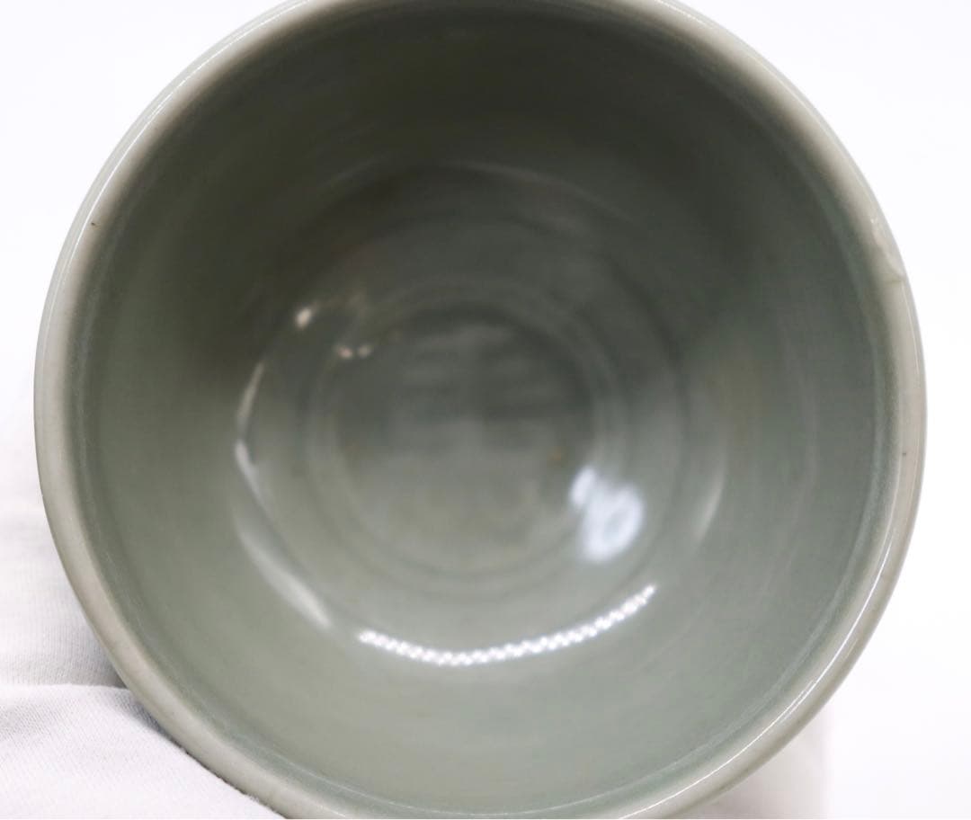 中国　明時代　青磁寿字紋小杯　龍泉青磁　木箱入　送料込み0529