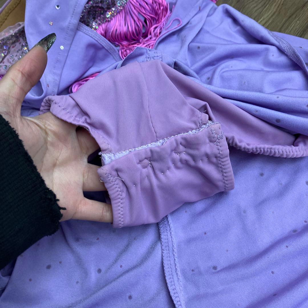 2.3 競技ダンス ラテン バトン用 ドレス パープル ピンク 社交ダンス