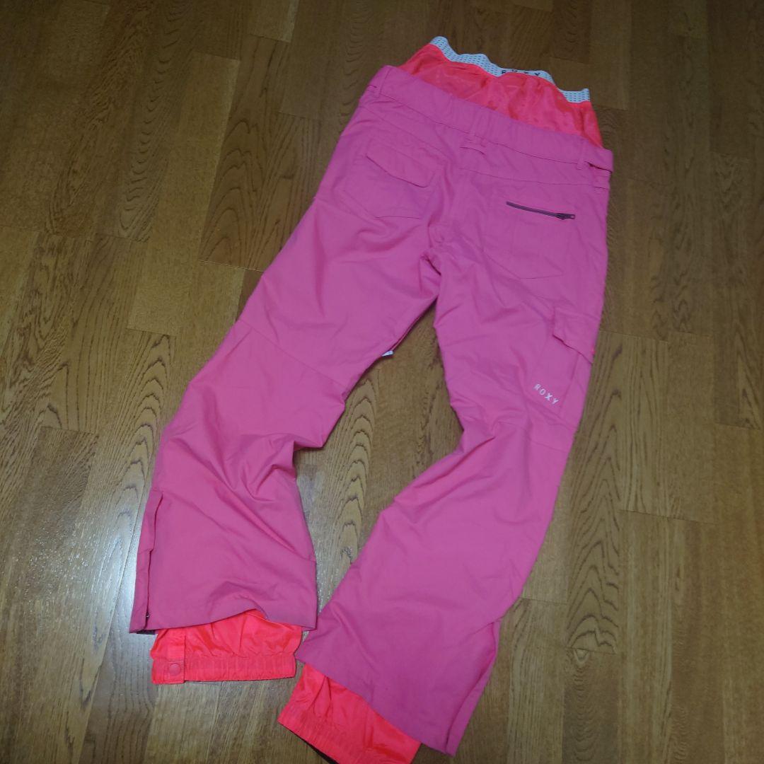 【美品】ROXY　スノボウェア　上下セットＭ　総柄　ニット柄　ロゴ　ピンク